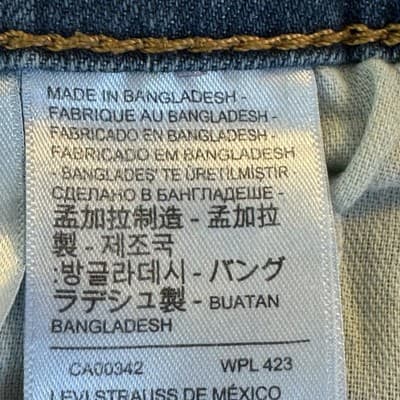 Levis 505 Jeans Mens 36x32 Blue Medium Wash Denim Baggy Fit Whiskered Good - Thumbnail 5