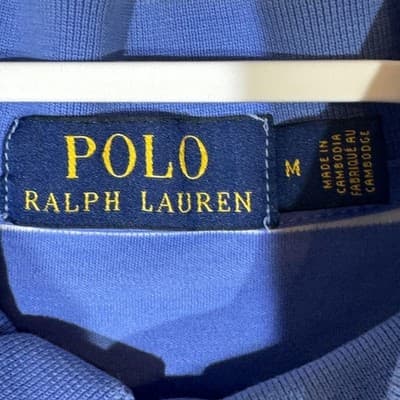 Polo Ralph Lauren Polo Shirt Mens Medium Blue White Striped Embroidered Pony - Thumbnail 8