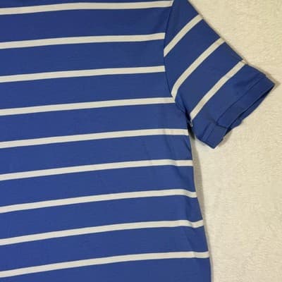 Polo Ralph Lauren Polo Shirt Mens Medium Blue White Striped Embroidered Pony - Thumbnail 11