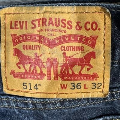 Levis 514 Jeans Mens 36x32 Blue Straight Leg Denim Mid Rise W36 L32 Good - Thumbnail 5