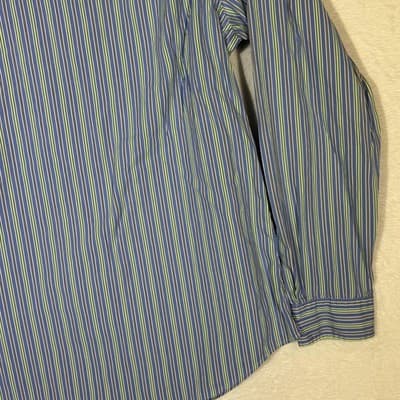 Polo Ralph Lauren Shirt Mens Large Blue Striped Stanton Custom Fit Button Down - Thumbnail 12