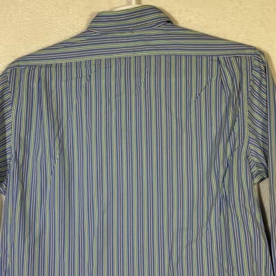 Polo Ralph Lauren Shirt Mens Large Blue Striped Stanton Custom Fit Button Down - Thumbnail 11
