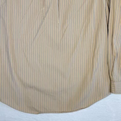 Ralph Lauren Shirt Mens Large Tan Striped Button Down Long Sleeve Custom Fit - Thumbnail 13