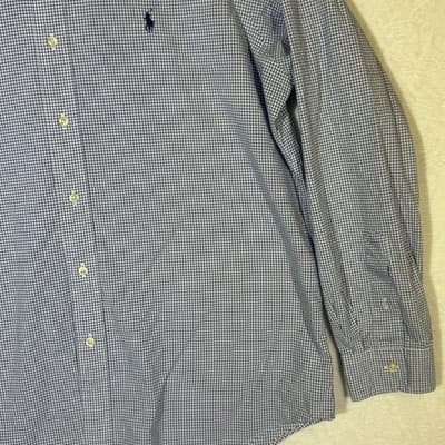 Ralph Lauren Shirt Mens XL Blue White Gingham Button Down Long Sleeve Stretch - Thumbnail 5