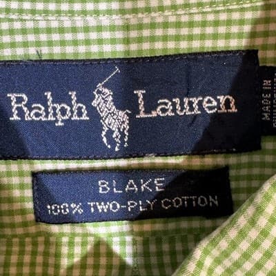 Ralph Lauren Shirt Mens Large Green Blake Gingham Button Down Long Sleeve Cotton - Thumbnail 8