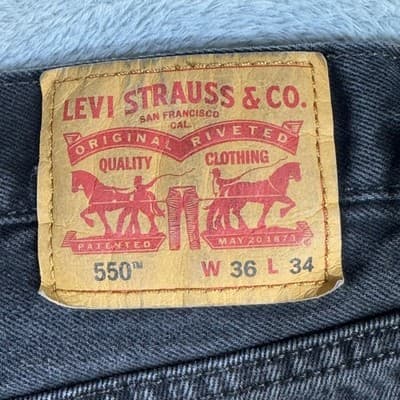 Levis 550 Jeans Mens 36x34 Black Relaxed Tapered Leg Denim Pants 100% Cotton - Thumbnail 4