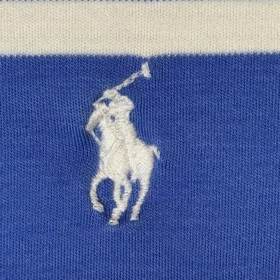 Polo Ralph Lauren Polo Shirt Mens Medium Blue White Striped Embroidered Pony - Thumbnail 7