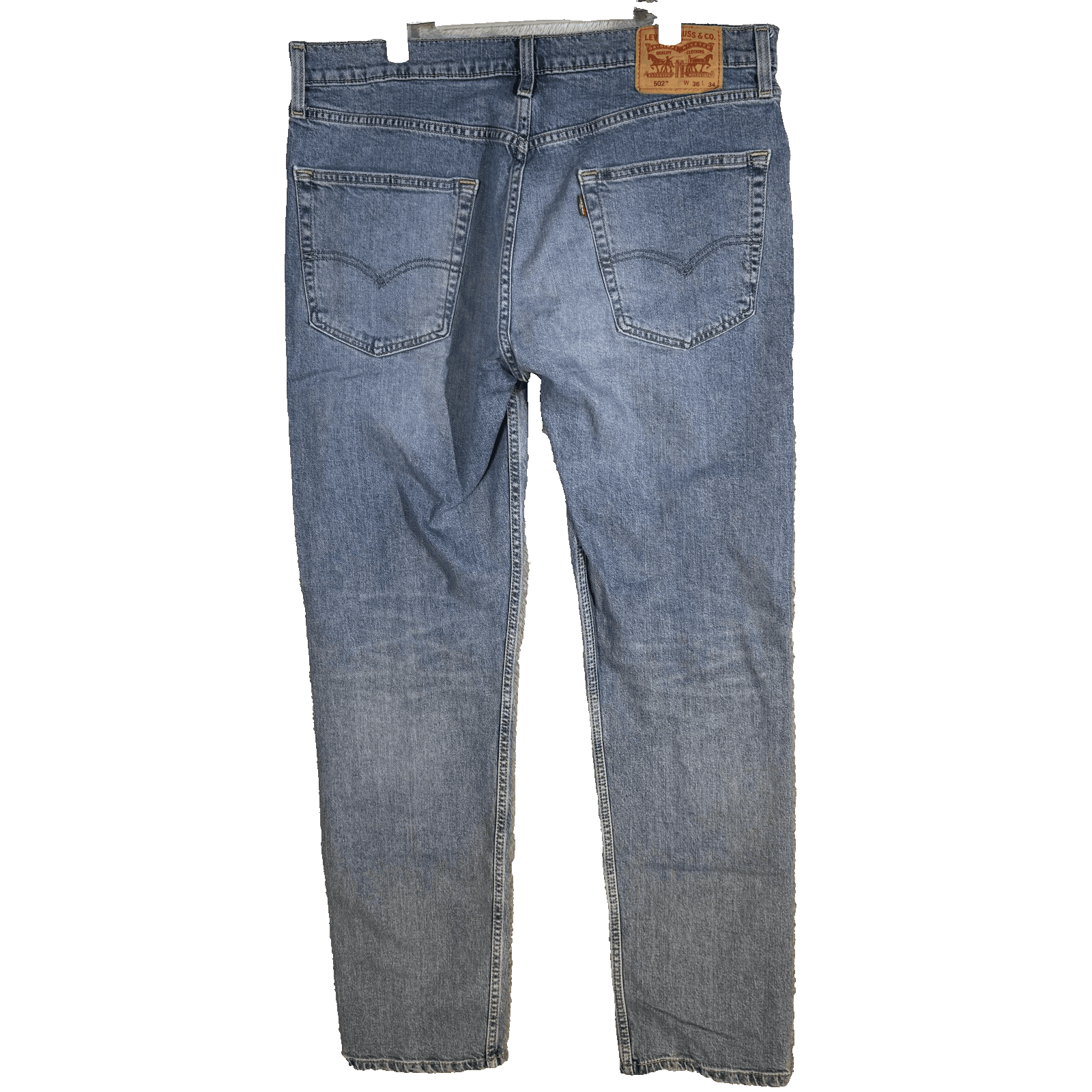 Levis 502 Jeans Mens 36x34 Blue Whiskered Taper Fit Stretch Denim Pants Modern - Thumbnail 2