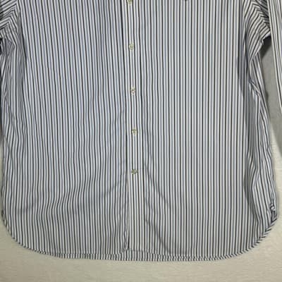 Ralph Lauren Shirt Mens 16.5 34/35 White Blue Stripe Non Iron Button Down Pony - Thumbnail 3