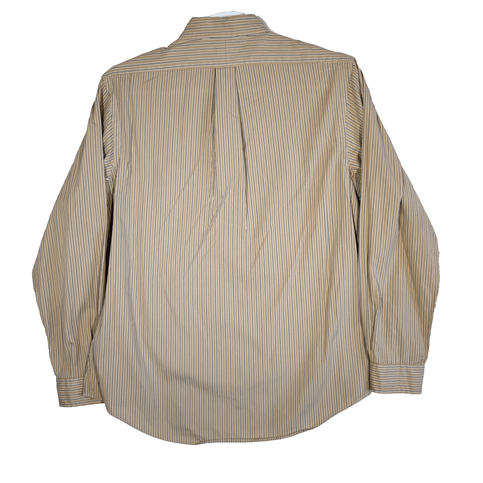 Ralph Lauren Shirt Mens Large Tan Striped Button Down Long Sleeve Custom Fit - Thumbnail 2