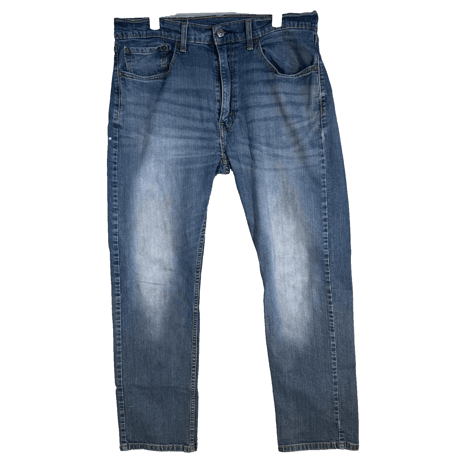 Levis 505 Jeans Mens 36x32 Blue Medium Wash Denim Baggy Fit Whiskered Good - Image 1