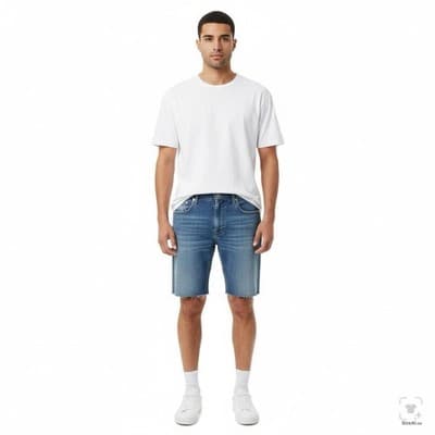 Levis 559 Shorts Mens 34 Blue Bermuda Relaxed Fit 8 Inseam Distressed 5-Pocket - Thumbnail 4