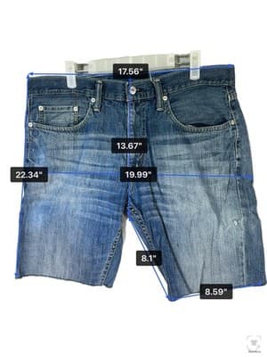 Levis 559 Shorts Mens 34 Blue Bermuda Relaxed Fit 8 Inseam Distressed 5-Pocket - Thumbnail 5