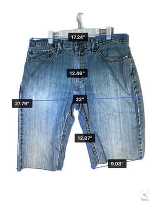 Levis 559 Shorts Mens 36 Blue Medium Wash Relaxed Fit 12 Inseam Denim Casual - Thumbnail 5