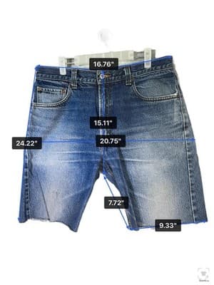 Levis 505 Shorts Mens 36 Blue Denim Bermuda Cutoff Raw Hem Distressed 5-Pocket - Thumbnail 6
