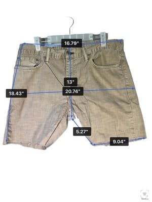 Levis 514 Shorts Mens 34 Beige Bermuda 5 Inseam Denim 5-Pocket Cutoff Raw Hem - Thumbnail 5