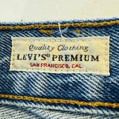 Levis 501 Premium Shorts Mens 32 Blue Distressed Cutoff Raw Hem Denim Button Fly - Thumbnail 9