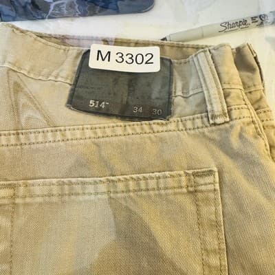 Levis 514 Shorts Mens 34 Beige Bermuda 5 Inseam Denim 5-Pocket Cutoff Raw Hem - Thumbnail 8