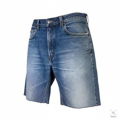 Levis 505 Shorts Mens 36 Blue Denim Bermuda Cutoff Raw Hem Distressed 5-Pocket - Thumbnail 3