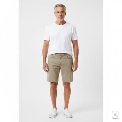 Levis 514 Shorts Mens 34 Beige Bermuda 5 Inseam Denim 5-Pocket Cutoff Raw Hem - Thumbnail 4