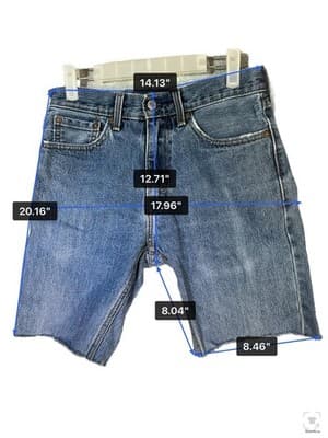 Levis 505 Denim Shorts Mens 29 Blue Cutoff Raw Hem Distressed Bermuda 8 Inseam - Thumbnail 8