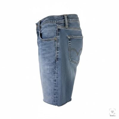 Levis 501 Shorts Mens 36 Blue Light Wash Denim Bermuda Cutoff Raw Hem Stretch - Thumbnail 3