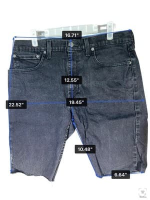 Levis 512 Shorts Mens 34 Gray Charcoal Denim Slim Bermuda 10 Inseam Stretch - Thumbnail 6