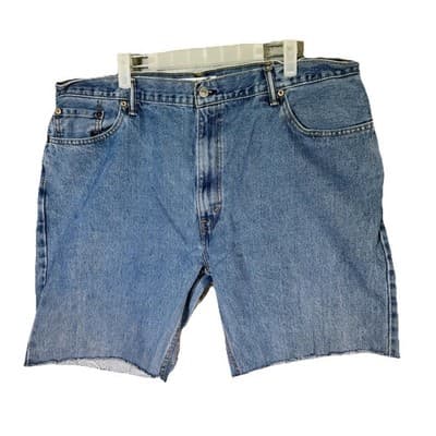 Levi's 505 Straight Fit Denim Jean Shorts Mens Size 42 Blue Cutoff Frayed Hem - Image 1