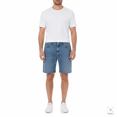 Levi's 505 Straight Fit Denim Jean Shorts Mens Size 42 Blue Cutoff Frayed Hem - Thumbnail 3