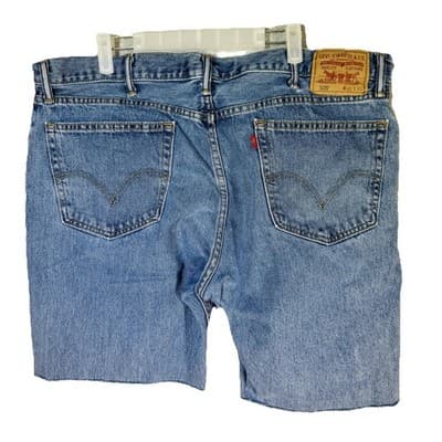 Levi's 505 Straight Fit Denim Jean Shorts Mens Size 42 Blue Cutoff Frayed Hem - Thumbnail 4