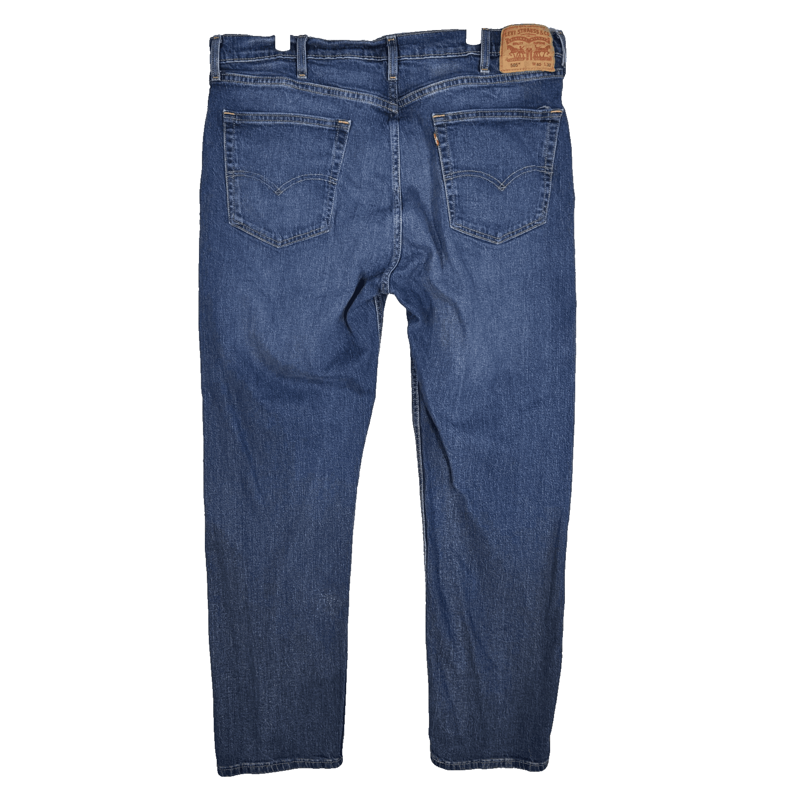 Levi’s 505 Men’s Jeans 40x32 Blue Denim Stretch Mid-Rise Regular Fit Zip Fly - Thumbnail 2