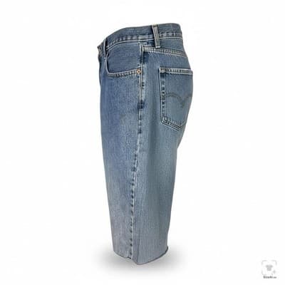 Levis 550 Denim Shorts Mens 42 Blue Bermuda Relaxed Cutoff Raw Hem 5-Pocket - Thumbnail 3