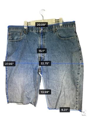 Levis 550 Denim Shorts Mens 42 Blue Bermuda Relaxed Cutoff Raw Hem 5-Pocket - Thumbnail 6