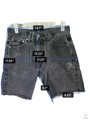 Levis 505 Shorts Mens 30 Gray Bermuda Denim Cutoff Distressed Charcoal Wash - Thumbnail 6
