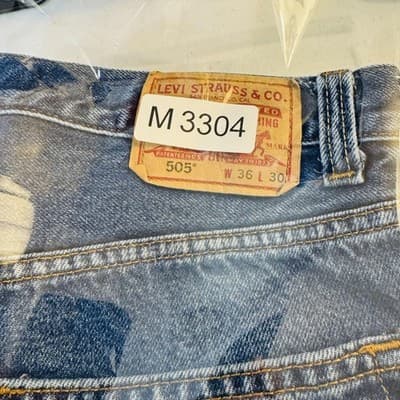 Levis 505 Shorts Mens 36 Blue Denim Bermuda Cutoff Raw Hem Distressed 5-Pocket - Thumbnail 10