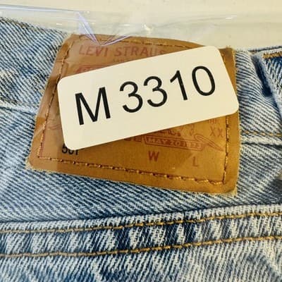 Levis 501 Premium Shorts Mens 32 Blue Distressed Cutoff Raw Hem Denim Button Fly - Thumbnail 10