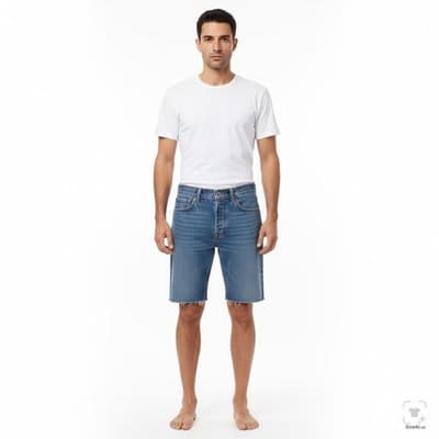 Levis 505 Denim Shorts Mens 29 Blue Cutoff Raw Hem Distressed Bermuda 8 Inseam - Thumbnail 4