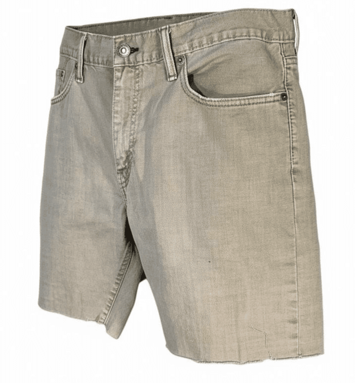Levis 514 Shorts Mens 34 Beige Bermuda 5 Inseam Denim 5-Pocket Cutoff Raw Hem - Thumbnail 2