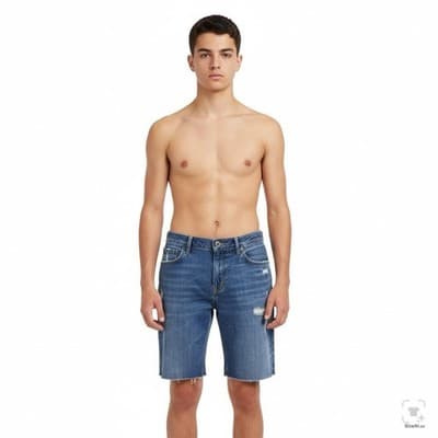 Levi's 502 Regular Taper Denim Jean Shorts Mens 30 Distressed Blue Raw Hem - Thumbnail 4