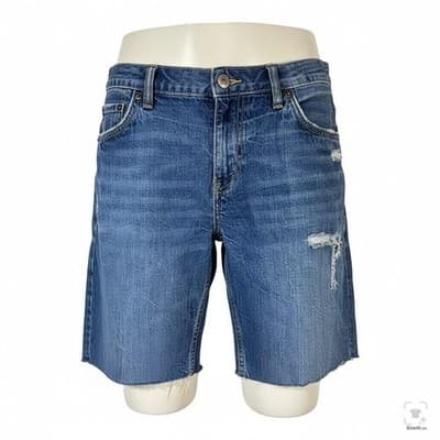 Levi's 502 Regular Taper Denim Jean Shorts Mens 30 Distressed Blue Raw Hem - Image 1