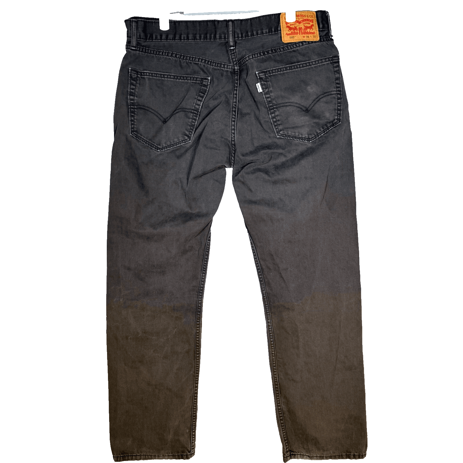 Levi’s 505 Men Jeans 36x32 Gray Denim Regular Fit Straight Leg Zip Fly - Thumbnail 2