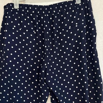 Banana Republic Women's Navy Blue White Dot Wide-Leg Elastic Pants, Size M W 192 - Thumbnail 4