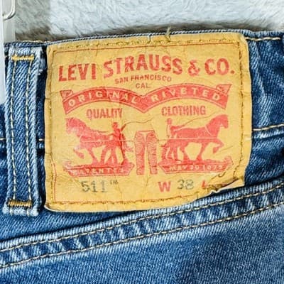 Levis 511 Shorts Mens 38 Blue Denim Slim Fit Cutoff Raw Hem Stretch 5 Pocket - Thumbnail 5