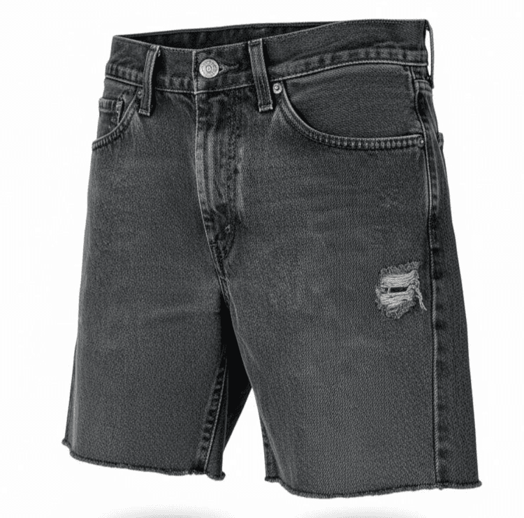 Levis 505 Shorts Mens 30 Gray Bermuda Denim Cutoff Distressed Charcoal Wash - Thumbnail 2