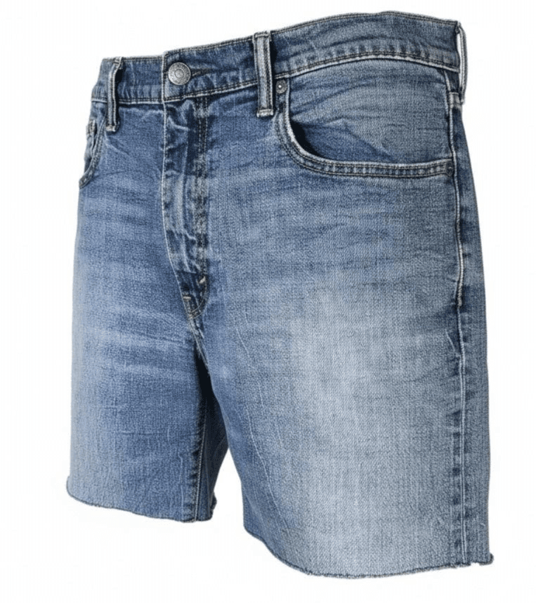 Levis 501 Shorts Mens 36 Blue Light Wash Denim Bermuda Cutoff Raw Hem Stretch - Thumbnail 2