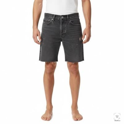 Levis 505 Shorts Mens 30 Gray Bermuda Denim Cutoff Distressed Charcoal Wash - Thumbnail 5