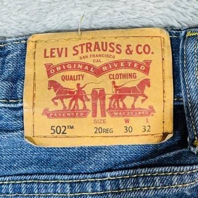 Levi's 502 Regular Taper Denim Jean Shorts Mens 30 Distressed Blue Raw Hem - Thumbnail 7