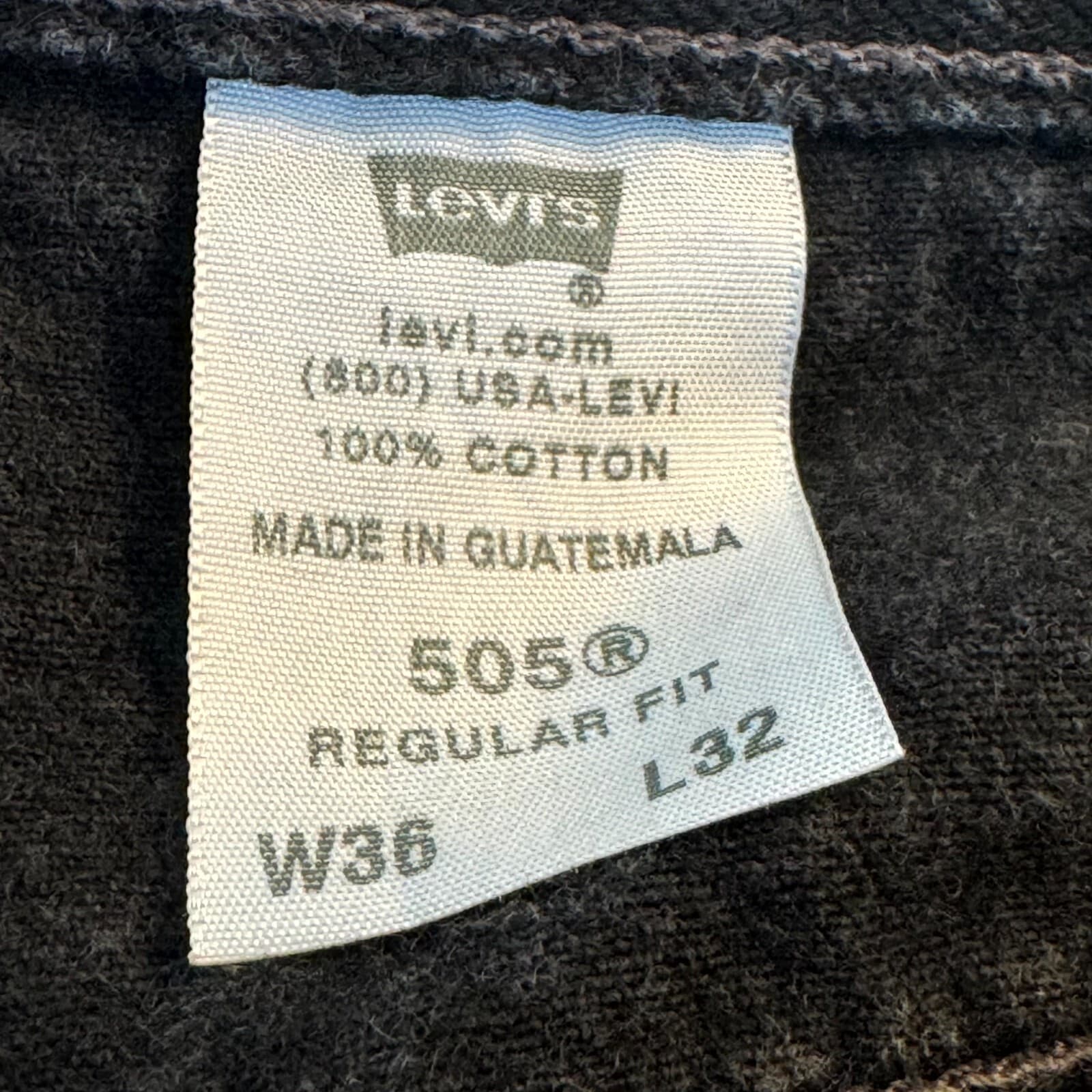 Levi’s 505 Men’s Jeans 36x32 Black Denim Regular Fit Mid-Rise Straight Zip Fly - Thumbnail 5