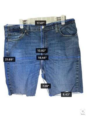Levis 511 Shorts Mens 38 Blue Denim Slim Fit Cutoff Raw Hem Stretch 5 Pocket - Thumbnail 6