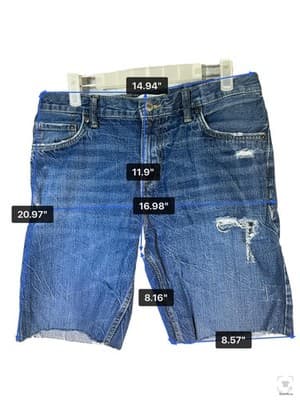 Levi's 502 Regular Taper Denim Jean Shorts Mens 30 Distressed Blue Raw Hem - Thumbnail 12